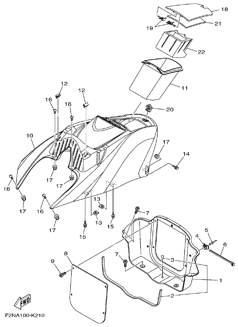 Yamaha F2NN ENGINE HATCH 1 parts diagram